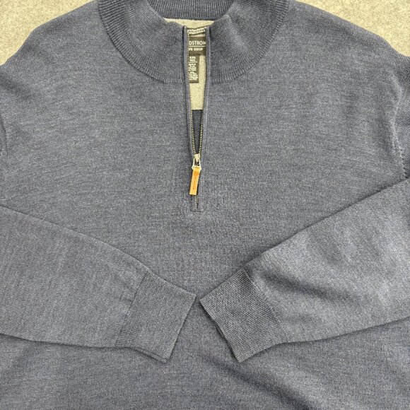 Nordstrom Mens Pullover Sweater 100% Extra Fine Merino Wool Long Sleeve Blue XXL - Picture 7 of 10